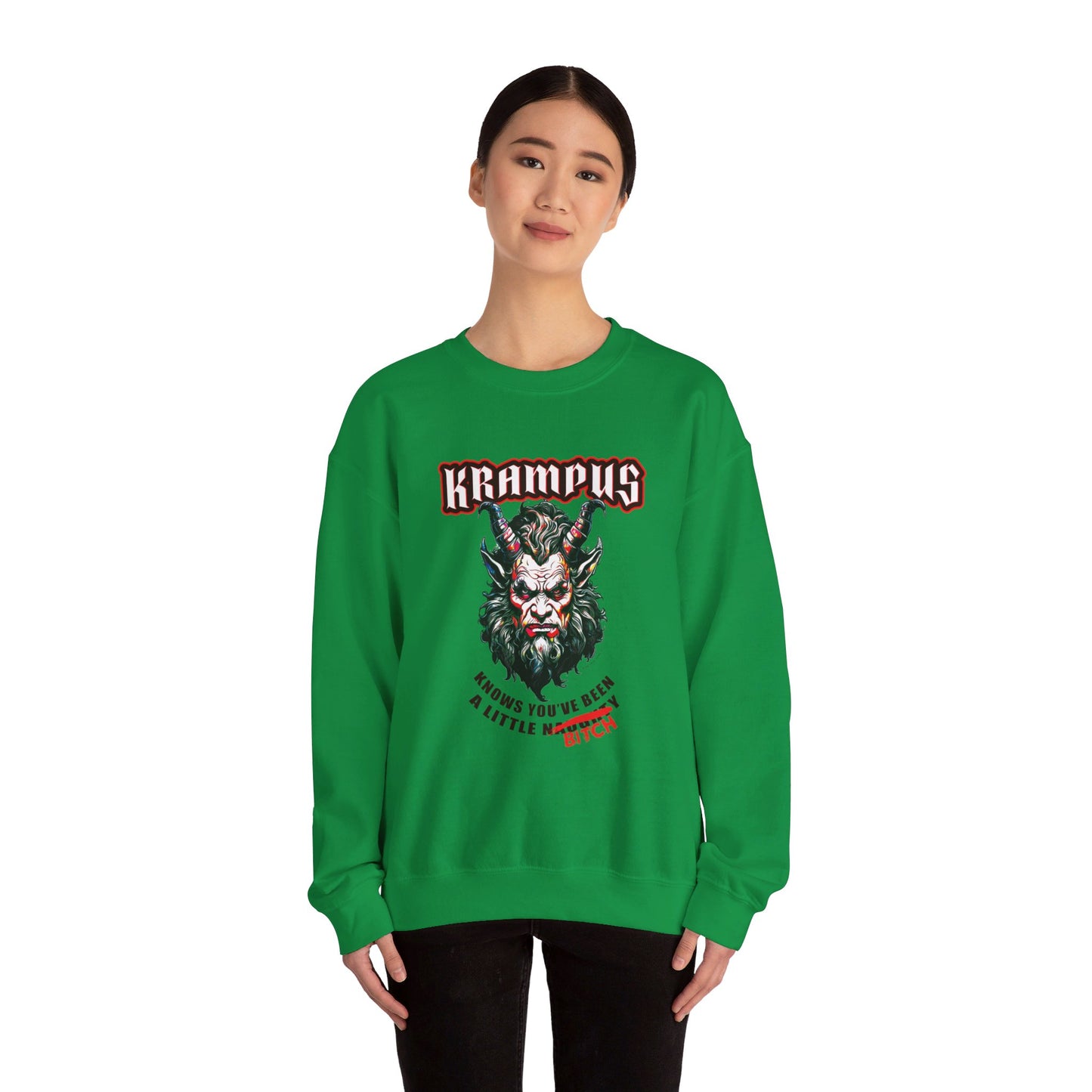 Krampus Knows You're a Little Naughty (Bitch edition) - Unisex Heavy Blend⢠Crewneck Sweatshirt