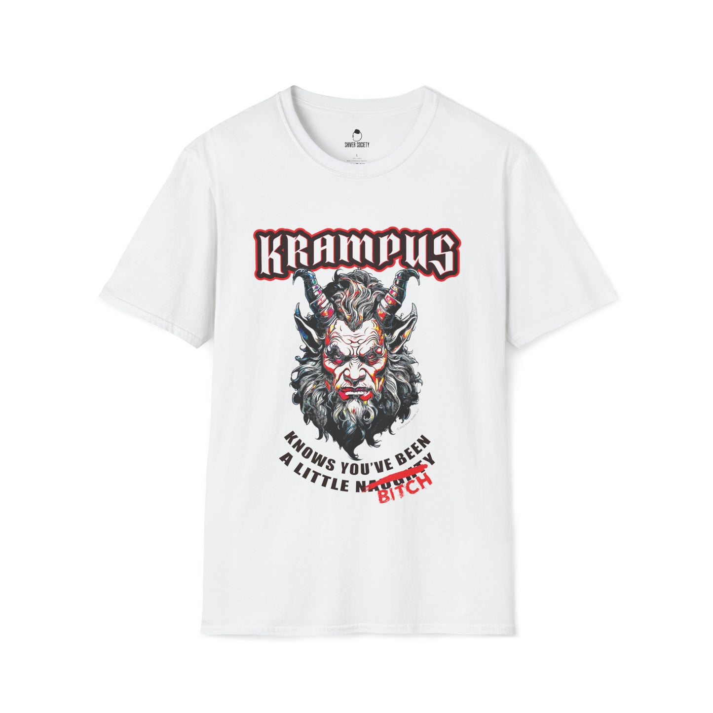 Krampus Knows You're a Little Naughty (Bitch edition) - Unisex Softstyle T-Shirt