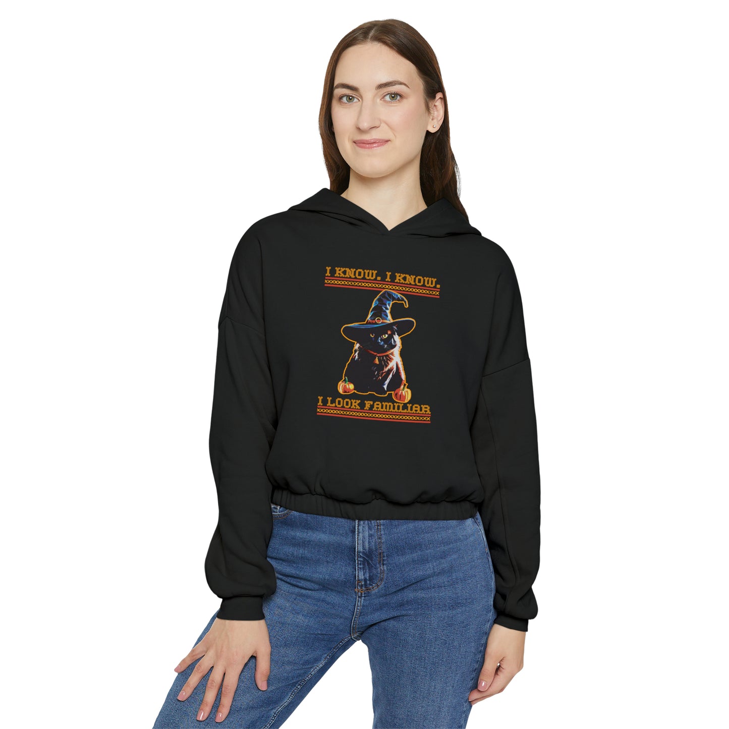 Familiar Cat  -Women's Cinched Bottom Hoodie