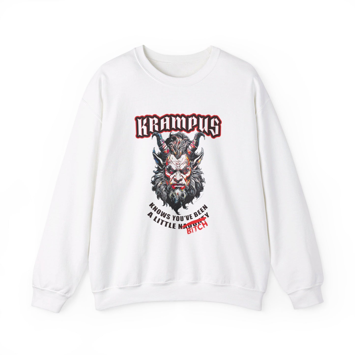 Krampus Knows You're a Little Naughty (Bitch edition) - Unisex Heavy Blend™ Crewneck Sweatshirt