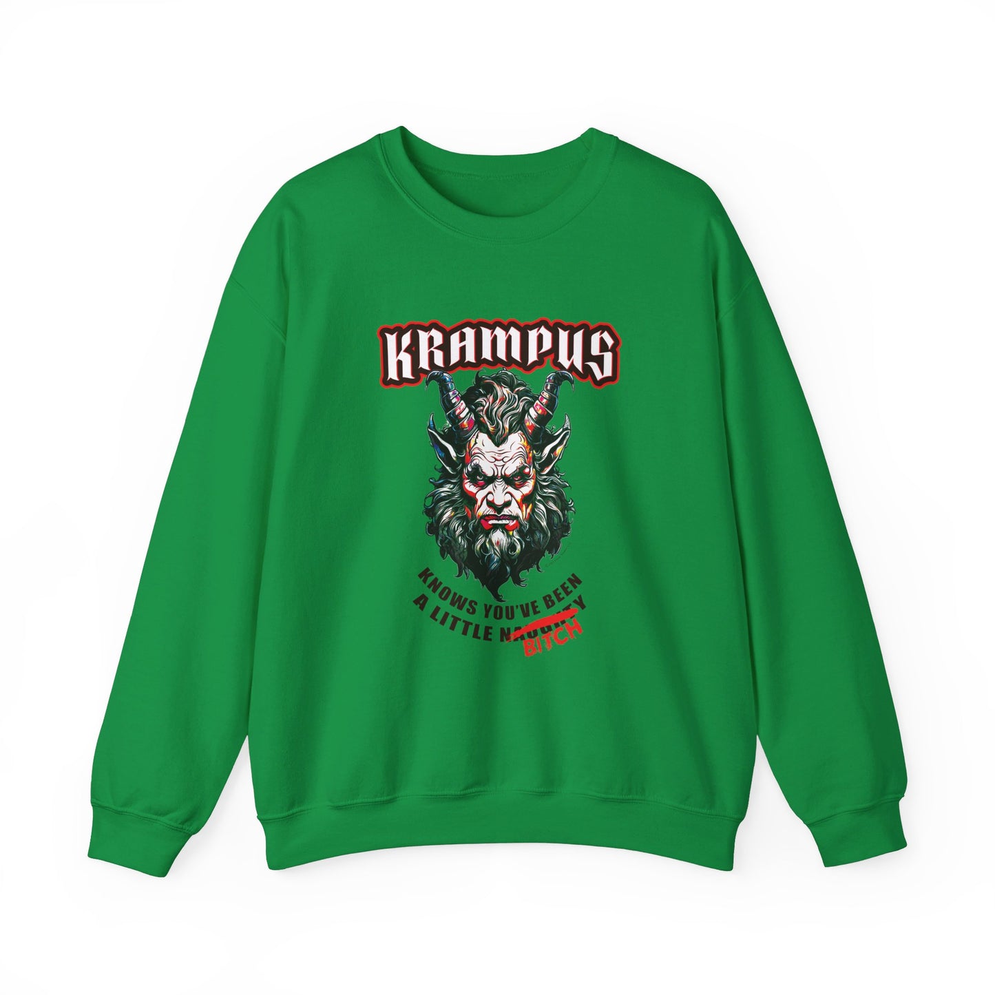 Krampus Knows You're a Little Naughty (Bitch edition) - Unisex Heavy Blend™ Crewneck Sweatshirt