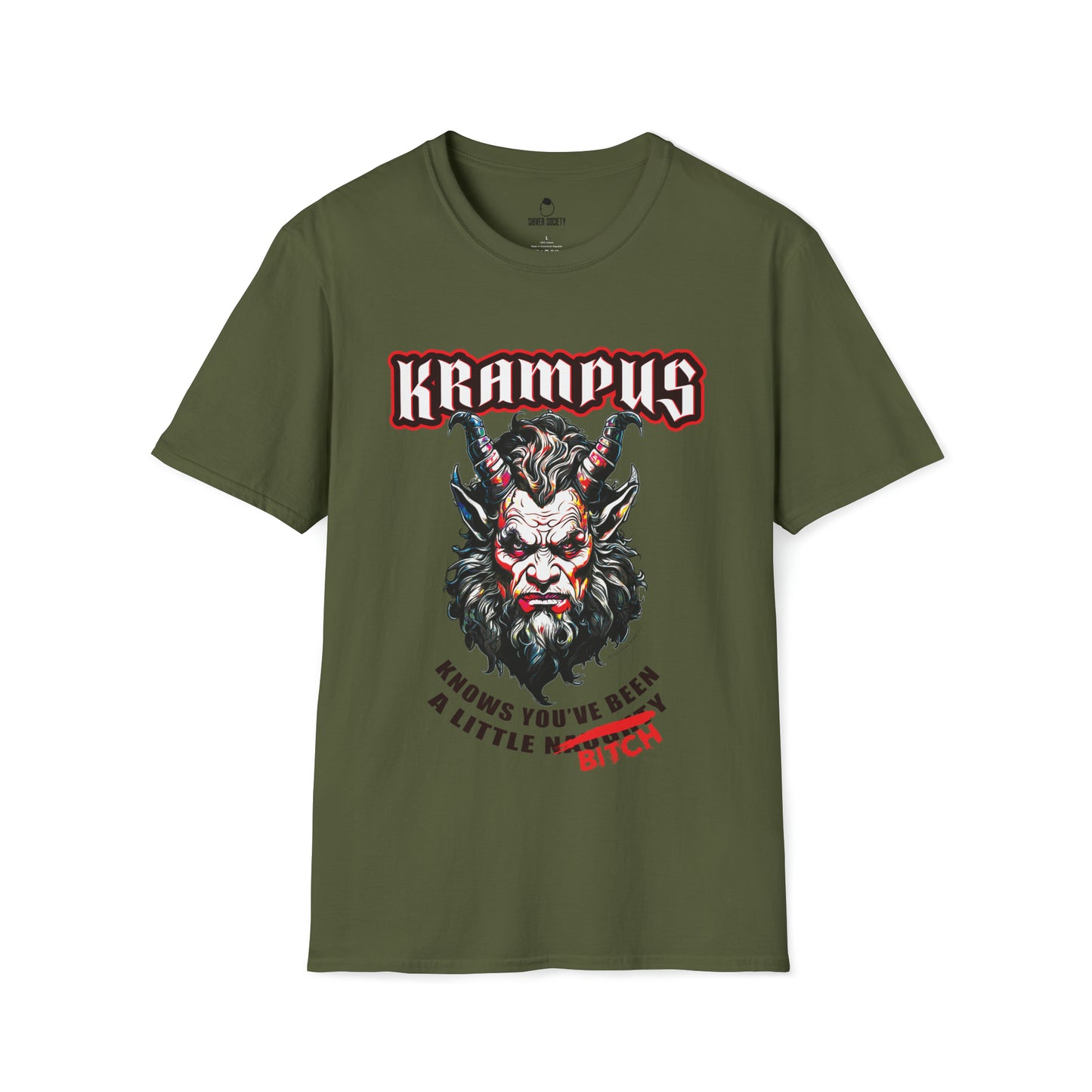 Krampus Knows You're a Little Naughty (Bitch edition) - Unisex Softstyle T-Shirt