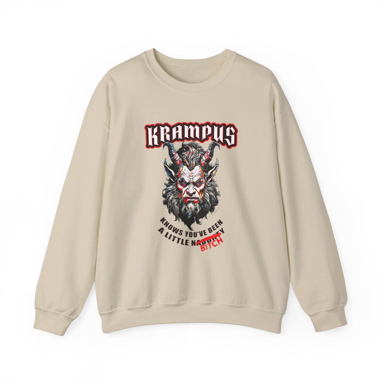 Krampus Knows You're a Little Naughty (Bitch edition) - Unisex Heavy Blend™ Crewneck Sweatshirt